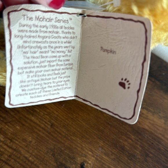 Boyd’s Bear "PUMPKIN" Mohair Plush The Head Bean Collection Stuffed 10” - Picture 5 of 8